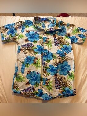 SSLR Boys Collection Blue Tropical Floral Button-Down Shirt